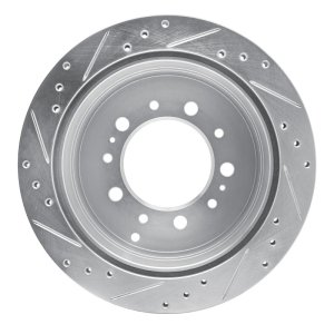 Lexus LX470 Brake Rotor (1) - Rear Right - R1 Concepts - Drilled & Slotted - Silver - `98-`07